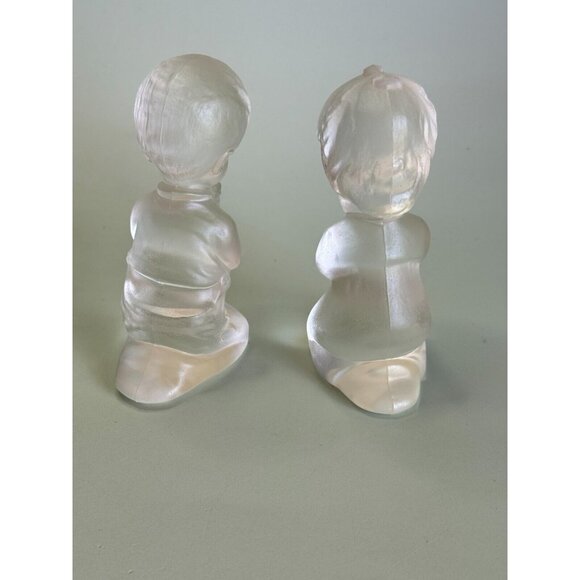 Vintage Fenton Praying Girl and Boy Crystal Glass Figurines 4" - Picture 10 of 11